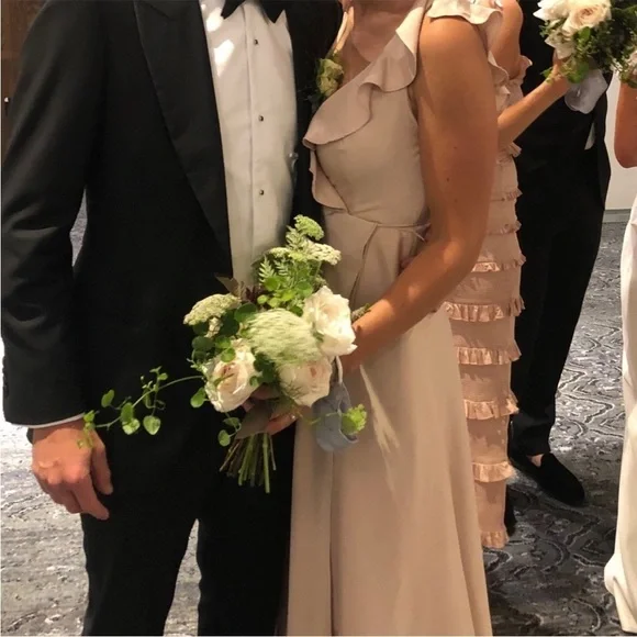 BHLDN Tansy Oyster Satin Wrap Dress NWT Size 22W Designer Maxi - Picture 5 of 12